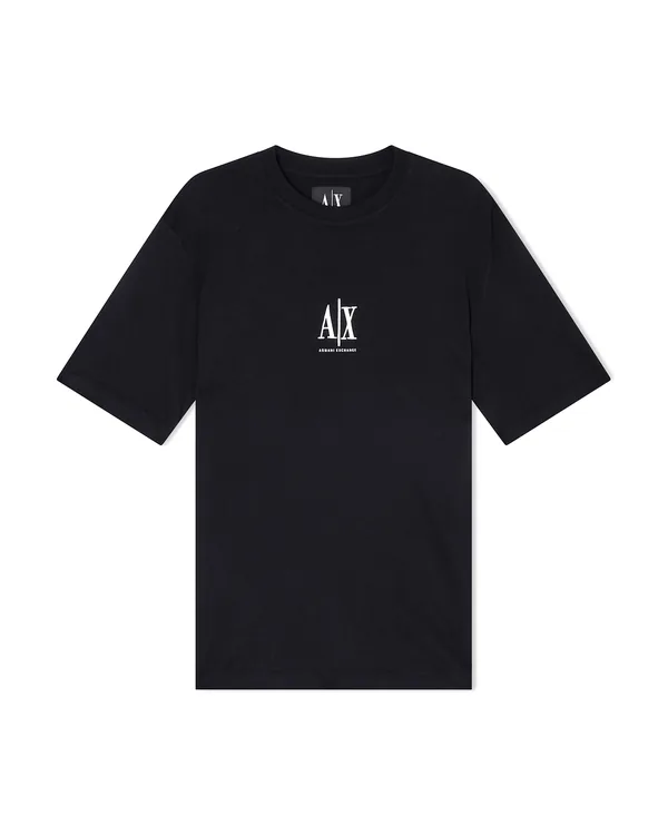 Armani Regular Fit Cotton Jersey T-Shirt with Logo Icon in Black