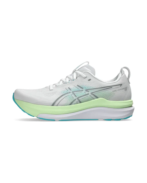 ASICS GEL-KAYANO 33 in White/Energy Aqua
