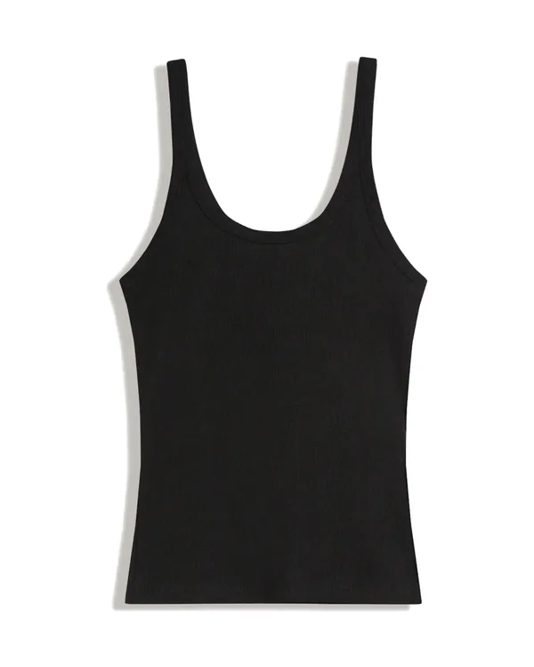 Bershka Ribbed tank top in Black