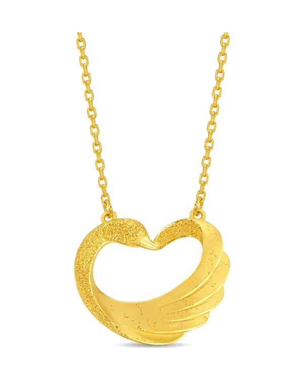 Chow Tai Fook Swan Heart 999.9 Gold Necklace in Gold