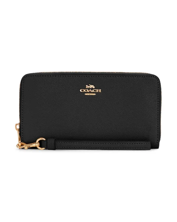 Coach Long Zip Around Wallet in Gold/Black