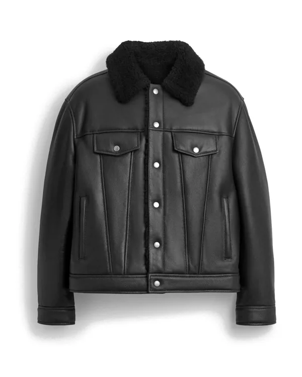 Coach Shearling Trucker Jacket in Black