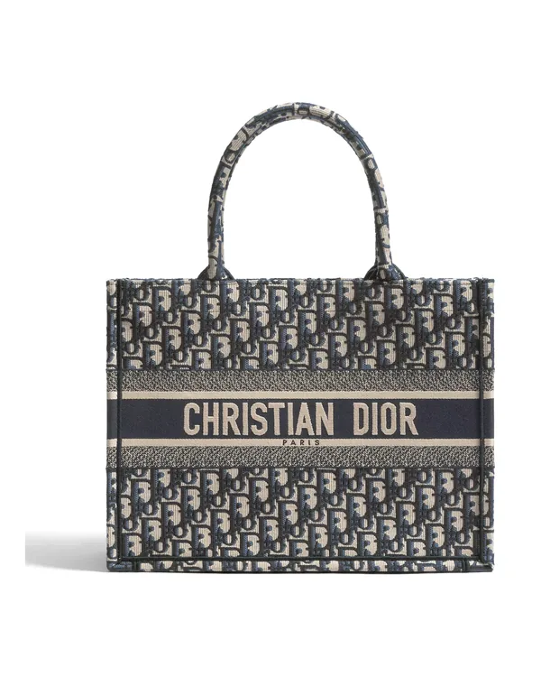 Dior Medium Dior Book Tote in Ecru and Blue