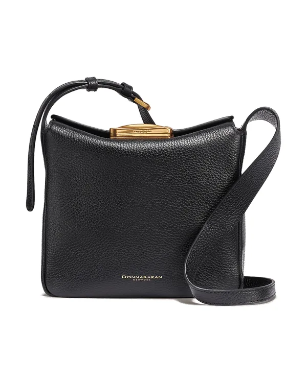 Donna Karan Amagansett Leather Crossbody Bag in Black / Gold
