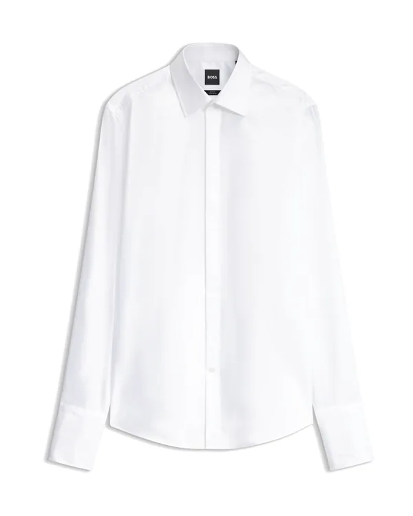 Hugo Boss Slim-fit dress shirt in easy-iron stretch cotton in White