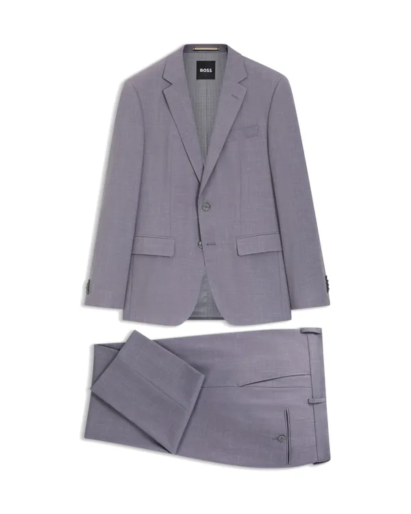 Hugo Boss Two-piece slim-fit suit in micro-patterned cloth in Purple
