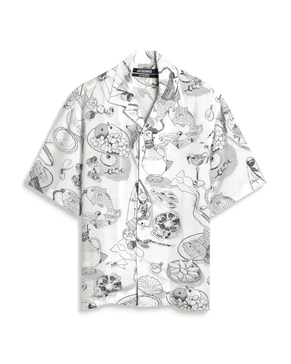 Jacquemus La Chemise Cocktail in Print Table Off-White / Black