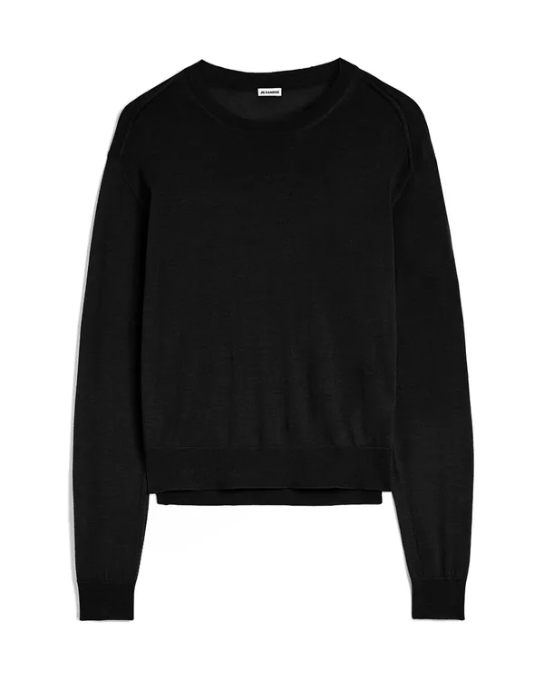Jil Sander Cashmere Blend Crew-Neck Sweater in Black