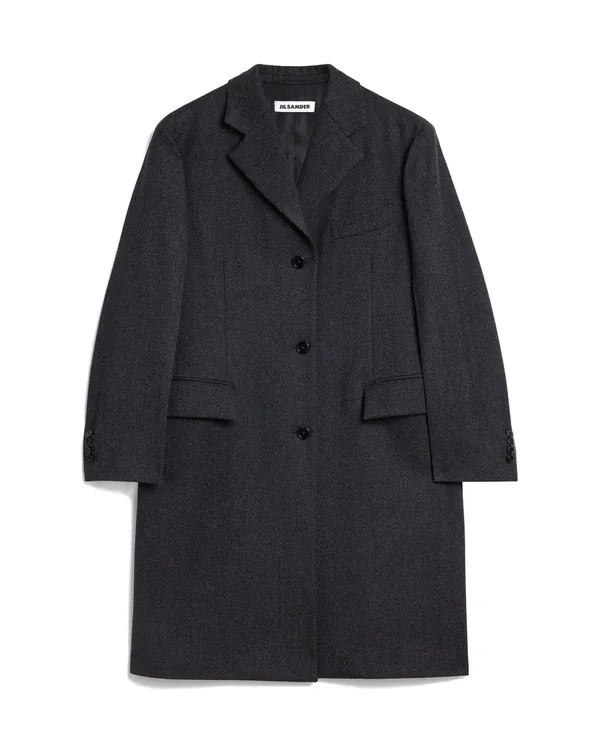 Jil Sander Felt Wool Tailored Coat in Antracite