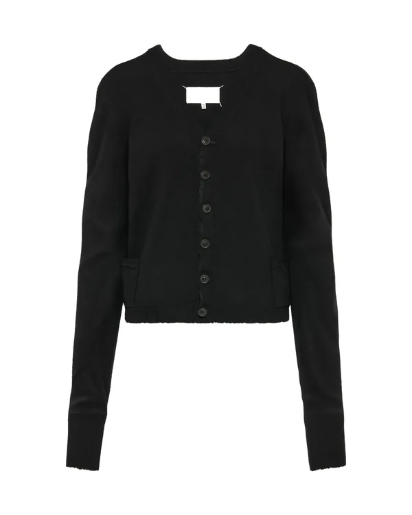 Maison Margiela Wool V-Neck Cardigan in Black