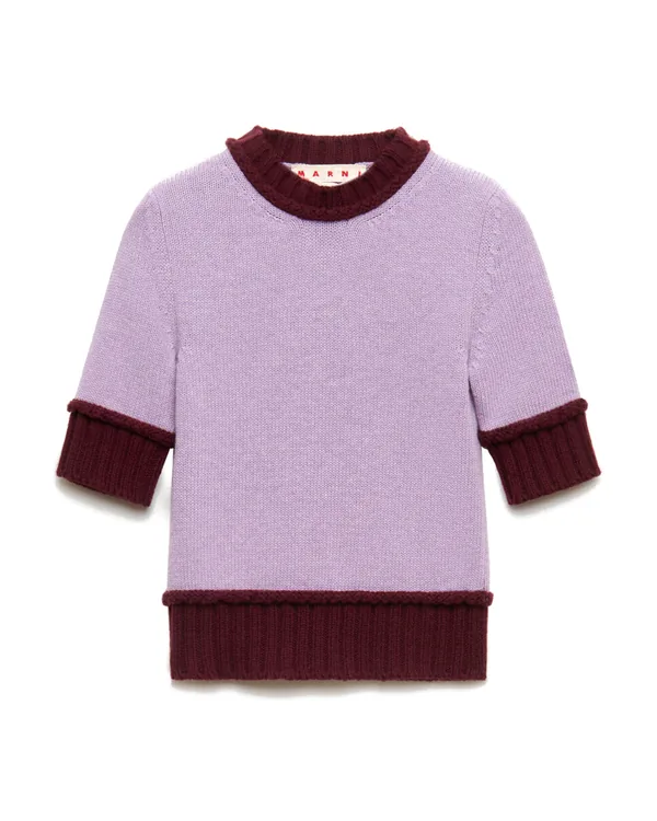 Marni Wool Blend Jumper with Contrast Trims in Purple