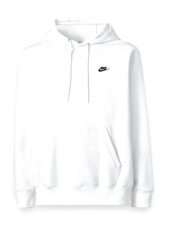 Nike Sportswear Club Fleece Pullover Hoodie in White/White/Black