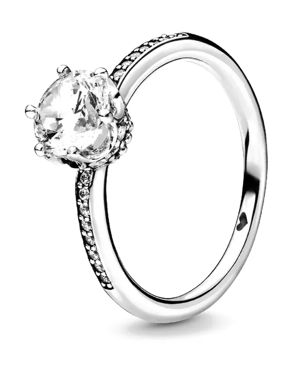 Pandora Clear Sparkling Crown Solitaire Ring in Sterling silver