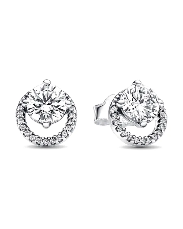Pandora Sparkling Round Halo Stud Earrings in Sterling silver