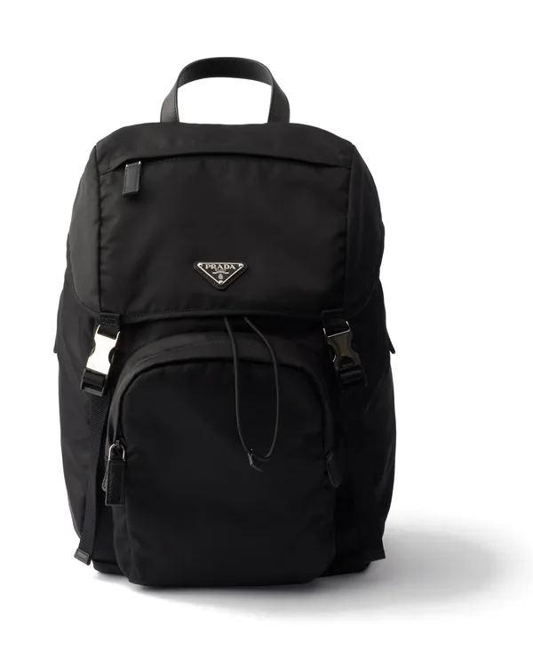 Prada Re-Nylon and Saffiano Leather Backpack in Black