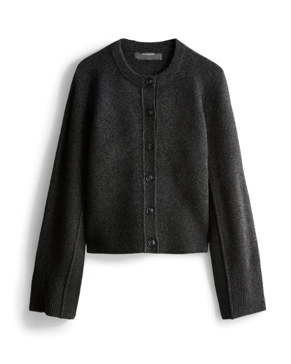 Primark Relaxed Knitted Crew Neck Cardigan in Charcoal