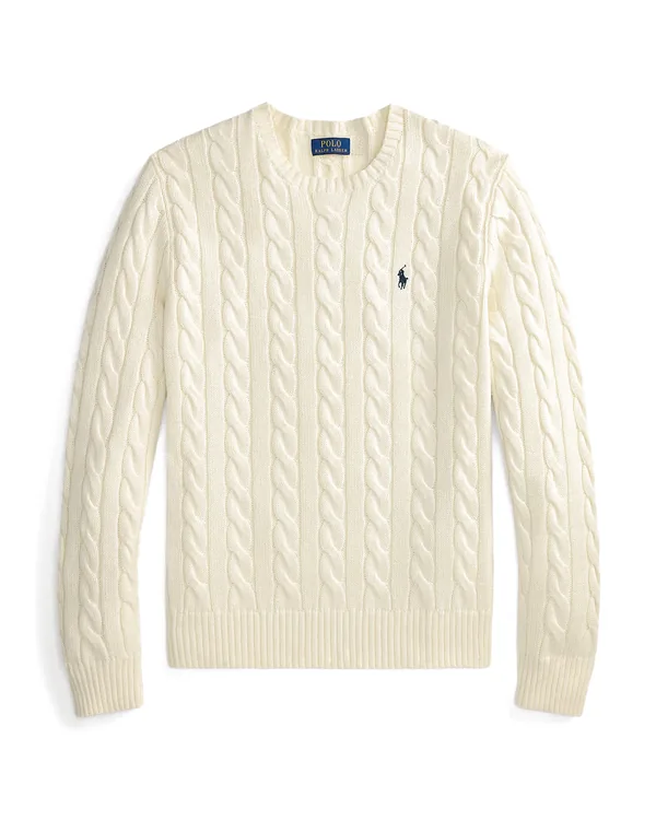 Ralph Lauren Cable-Knit Cotton Sweater in Andover Cream