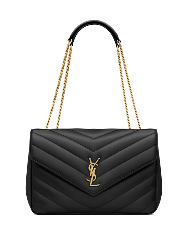 Saint Laurent Loulou Large in Matelassé Lambskin in Black
