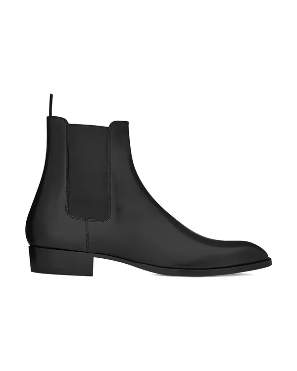 Saint Laurent Wyatt Chelsea Boots in Smooth Leather in Black
