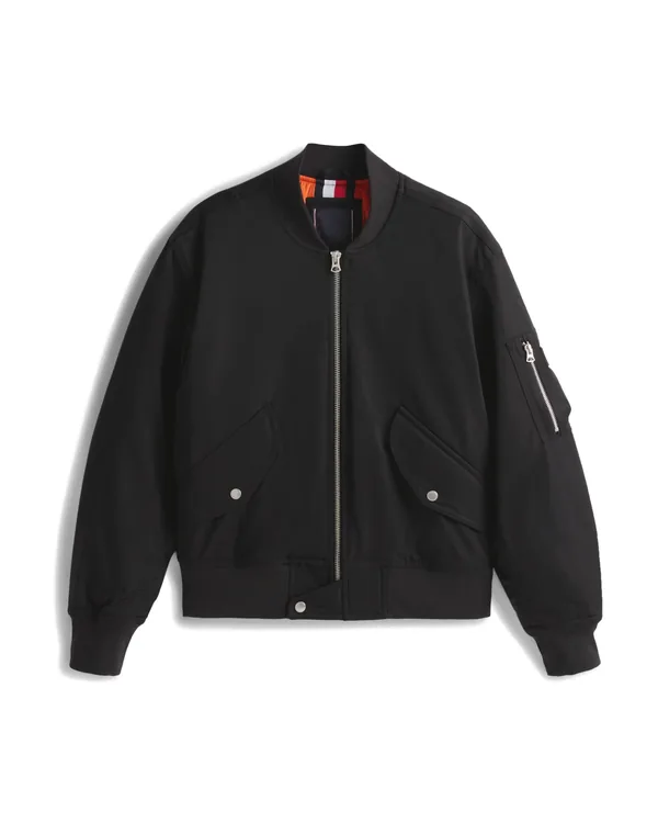 Tommy Hilfiger Water Repellent Relaxed Bomber Jacket in Black