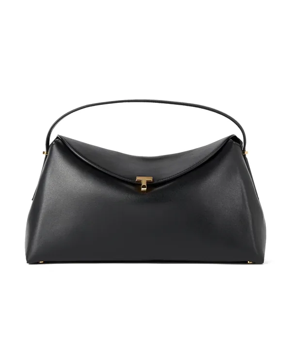 Totême T-Lock Leather Top Handle in Black