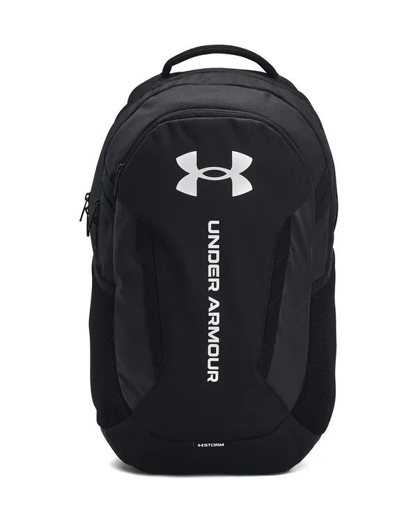Under Armour Hustle 6.0 Backpack in Black / White