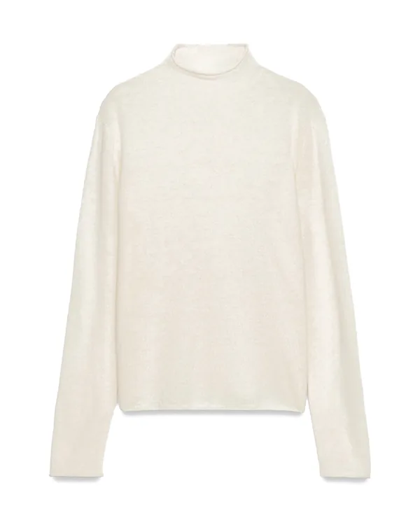 Zara Extra-Soft 100% Wool Mock Neck Sweater in Ecru